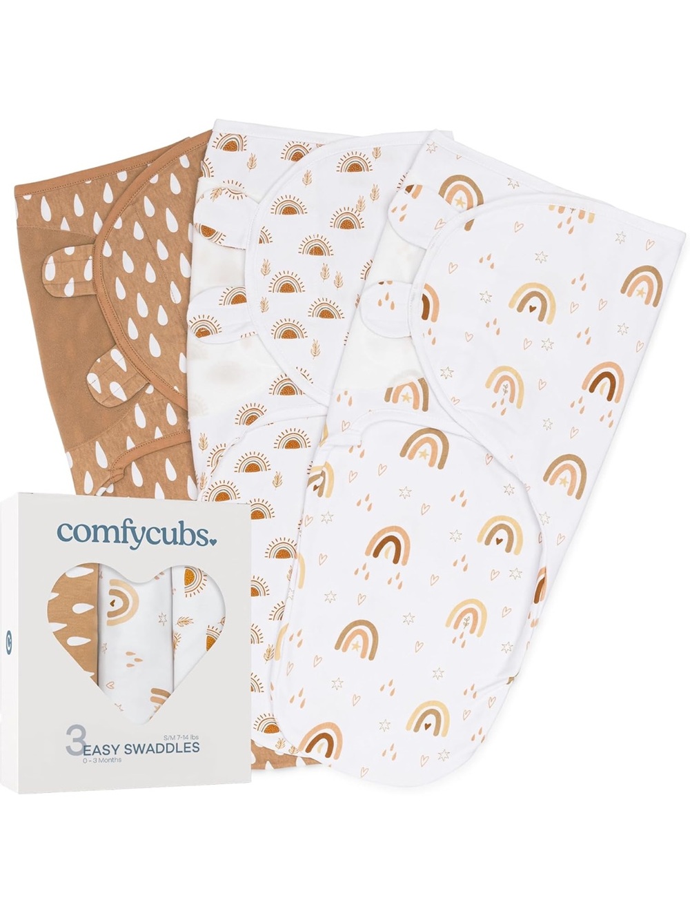 3 Pack of Comfy Cubs Neutral Swaddles
